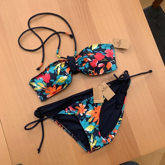 hollister matching floral navy bikini set - Picture 1 of 15